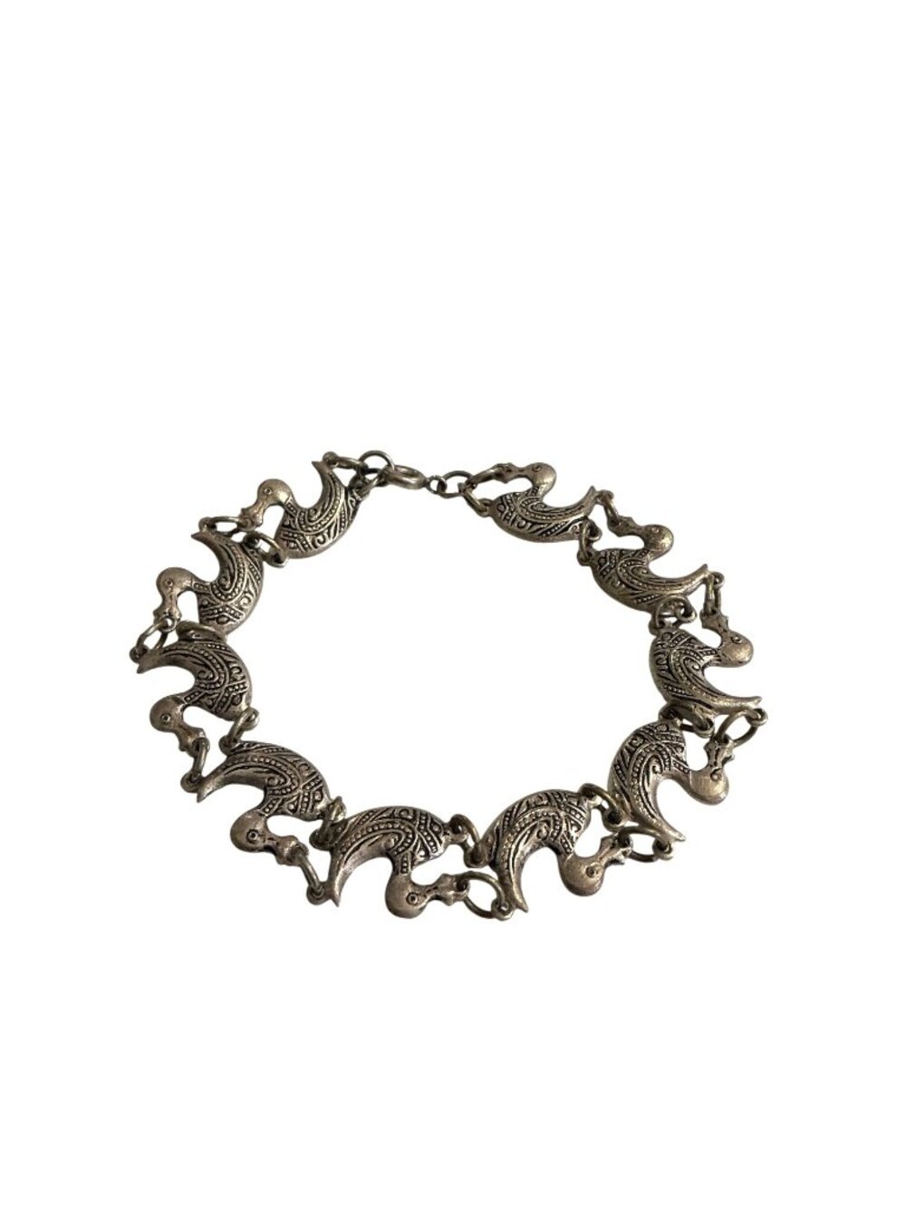 Vintage Sterling Silver Duck Link Bracelet 7-Inch 7.6g Made In Spain - Picture 5 of 9